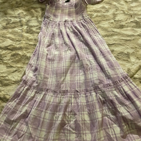 Plaid Maxi Dress in Lavender and Cream - Picture 1 of 3
